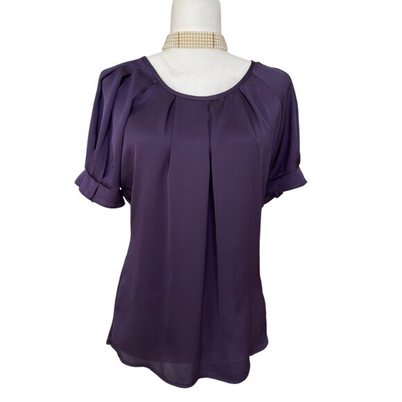 Y2K Express short sleeve eggplant top women's size XS NEW without tag - Picture 1 of 9